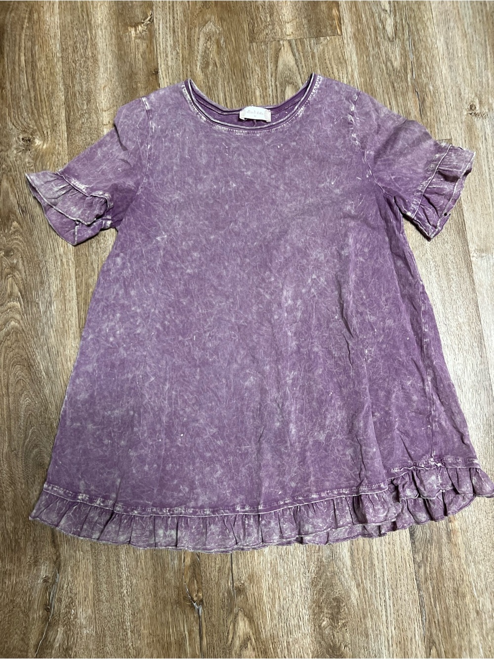 Altar'd State Washed Lavender Ruffle Sleeve Tunic